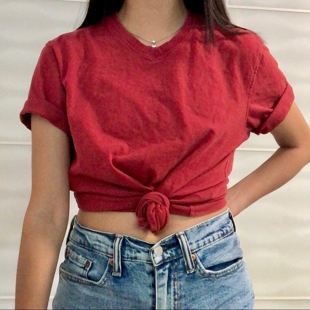 dusty red eddie bauer vneck shirt